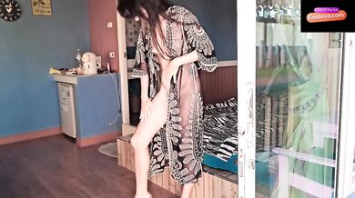 Almost naked at Bungalow Resort Terrase # Close Up PISSING at the Terrase # Evolova Sex Toy