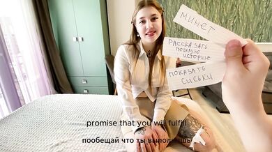 My classmate wanted me to fuck her and we played a game. Cum in pussy. POV .
