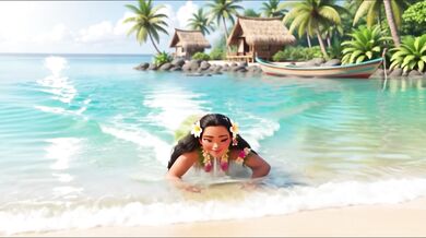 Moana Glides In Forest Sensual Fours, Tattoo Glistens