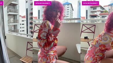 RISKY BALCONY VIBRATOR PLAY! Petite Babe outdoors