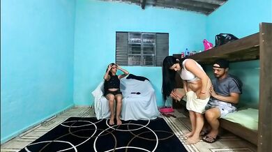 My wife's friend teases me with her short skirt, making me hard near my wife