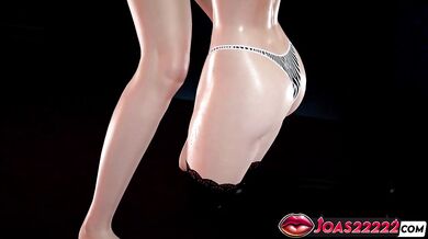 3D Hentai Jamila: Two-Hand Handjob, Frenulum Fetish Licking & Under-Table Deepthroat Cumshot