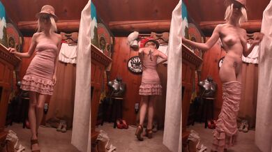 Undressing Pink Dress N Heels.