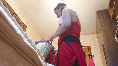 Anastasia Mistress in a Snow Maiden costume homemade fucking a slave strapon anal submission man amateur Sasha Earth