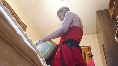 Anastasia Mistress in a Snow Maiden costume homemade fucking a slave strapon anal submission man amateur Sasha Earth