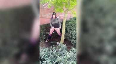 Hot MILF Pees & Cum on edge of busy a public square.