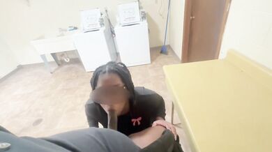 Thick Ebony Neighbor Gave Me Head For Helping With The Laundry Day