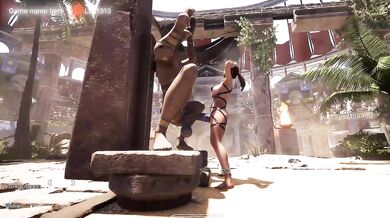Will This Huge Dick Awakened Statue Be Able To Fuck Lara Croft's Tight Pussy?