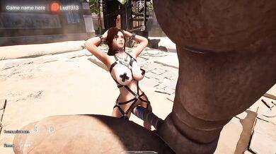 Will This Huge Dick Awakened Statue Be Able To Fuck Lara Croft's Tight Pussy?