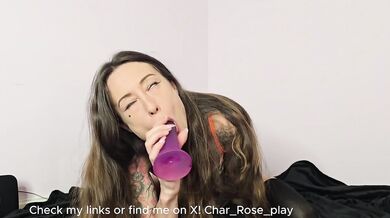 Playful Charlotte Rose horny slut pussy and throat stretch thick dragon cock toy!