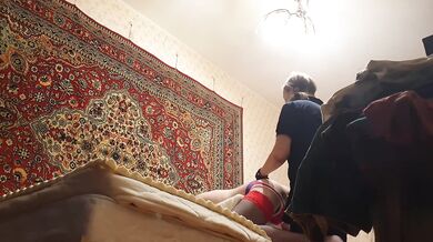Amateur Russian cute babe Anastasia Mistress pegging her sub Sasha Earth home