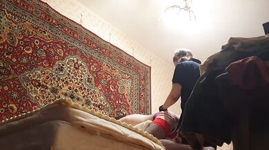 Amateur Russian cute babe Anastasia Mistress pegging her sub Sasha Earth home