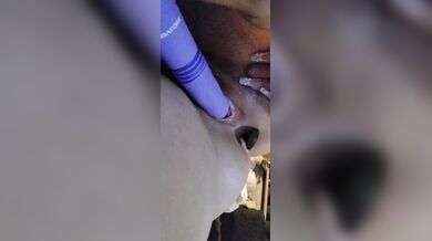Hairy stepsister bent over and creams all over new 9in dildo
