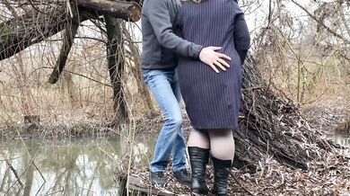 A mature, curvy woman pees next to me