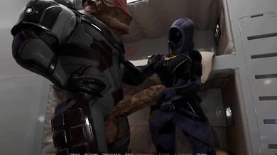 A quarian girl was exploring a cave and suddenly her cave was explored in space