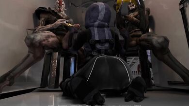 She didn't expect to meet two mutants and they suddenly fucked her deep in the throat