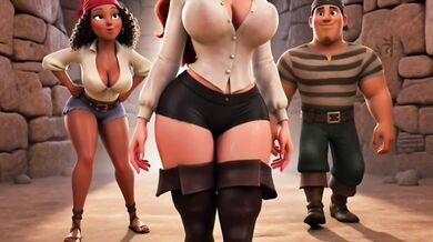 AI Generated - Hot Cartoon Pirate Babe POV Sloppy Blowjob Huge Tits Lanterns