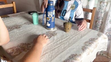 My neighbor masturbates while offering me some mate.