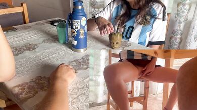 My neighbor masturbates while offering me some mate.