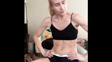 Fit skinny blonde ab workout