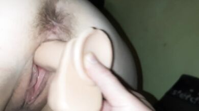 Amateur couple play with dildo