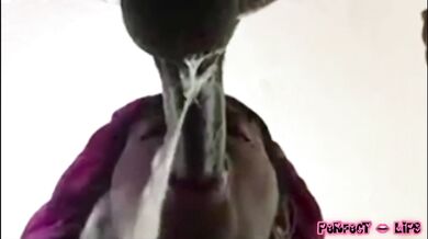 PERFECT LIPS mouth was so wet he couldn't help but to bust