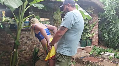 Fucking outdoors in thunder storm anal