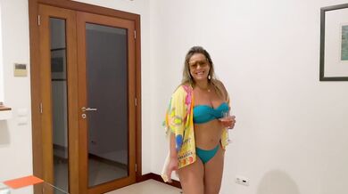 Horny stepmother gets turned on after a private party at a holiday home