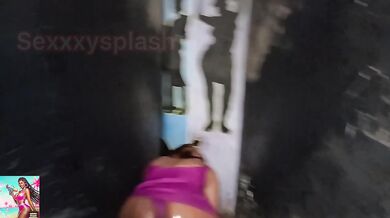 SexxxySplash in Tight Purple Bodysuit – Oiled Up & Ready"