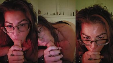MILF shows you her cocksucking skills on her dildo
