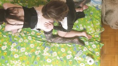 Dominatrix Anastasia Mistress fucked her slave sissy in the ass strapon without lube