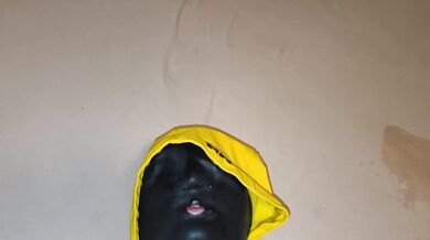 Yellow Raincoat POV Fuck with Latex Mask