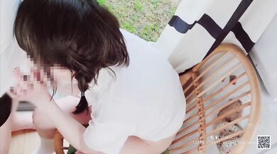 A standing doggy-style creampie with a girl in black hair and bloomers