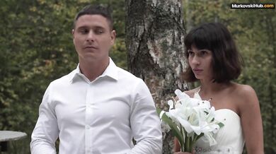 Before the wedding, she wants to be fucked by two cocks