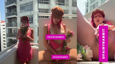 OPEN AIR ORGASM! Petite redhead masturbating on the balcony