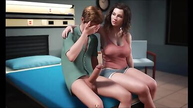 Two perv milf doctor examining my big with handjob in front of my friends mother