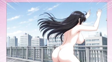 Naked woman on the overpass