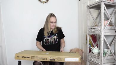 Hot Dumb Blonde Bimbo Builds Coffee Bar Backwards - SFW