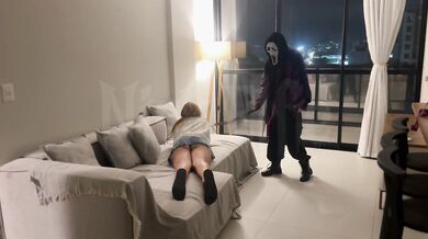 I tied this hottie up and made her suck my dildo
