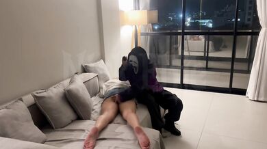 I tied this hottie up and made her suck my dildo