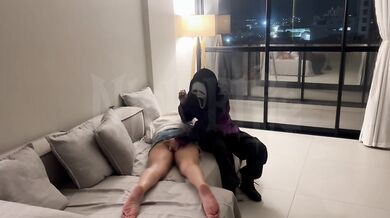 I tied this hottie up and made her suck my dildo