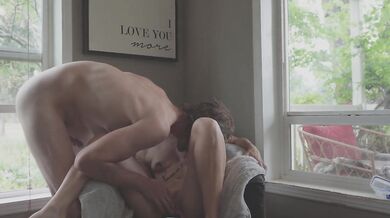 Fit Nudist Couple Shows Off In Front Of The Windows