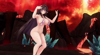 Elf VTuber Outfit Change Until Naked | MMD Hands Up