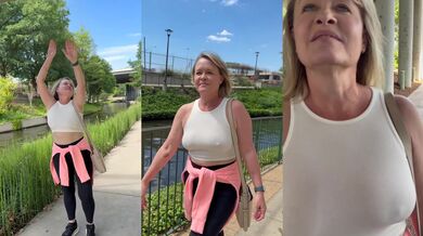 See Through Braless Tank in Public