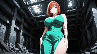 Redhead Anime Girl Fucked Hard in Ruined Factory - Dripping Cum All Over Her Big Ass