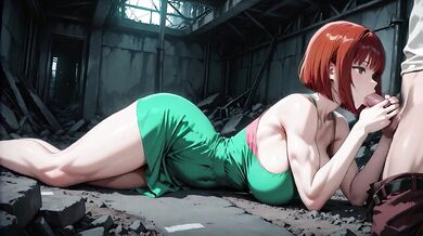 Redhead Anime Girl Fucked Hard in Ruined Factory - Dripping Cum All Over Her Big Ass