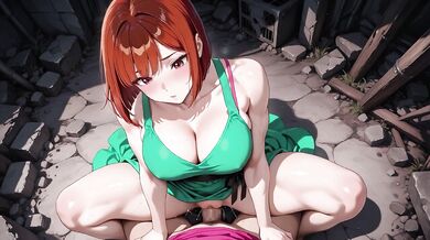 Redhead Anime Girl Fucked Hard in Ruined Factory - Dripping Cum All Over Her Big Ass