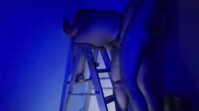 Plus-size Latina gets fucked on the painter's stairs