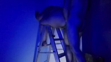 Plus-size Latina gets fucked on the painter's stairs