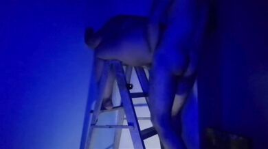 Plus-size Latina gets fucked on the painter's stairs